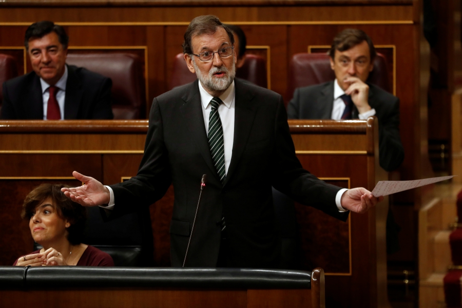 Spanish Prime Minister Mariano Rajoy at the Parliament in Madrid, October 18, 2017. Spanish Prime Minister Mariano Rajoy at the Parliament in Madrid, October 18, 2017.