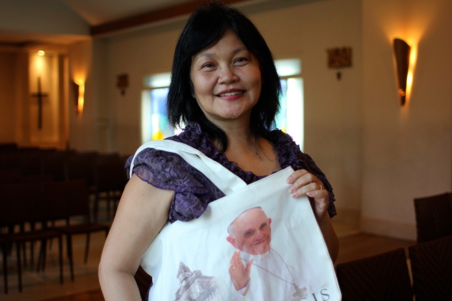 Gina de Guzman is a conservative Catholic who hopes that Pope Francis's visit will inspire Filipinos to live more closely to the teachings of the Bible. Gina de Guzman is a conservative Catholic who hopes that Pope Francis's visit will inspire Filipinos to live more closely to the teachings of the Bible.