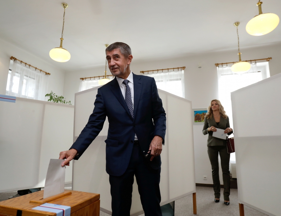 The leader of the Czech ANO party Andrej Babis casts his vote in parliamentary elections in Prague, Czech Republic, on Oct. 20, 2017. The leader of the Czech ANO party Andrej Babis casts his vote in parliamentary elections in Prague, Czech Republic, on Oct. 20, 2017.