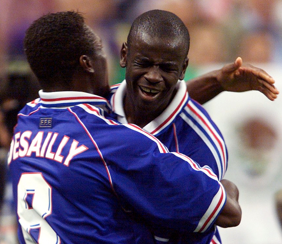 France's Marcel Desailly and Lilian Thuram celebrating at the 1998 World Cup. France's Marcel Desailly and Lilian Thuram celebrating at the 1998 World Cup.