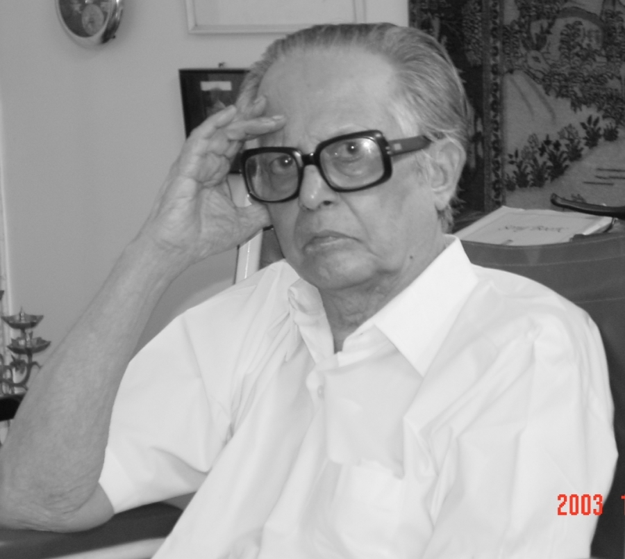 R.K. Laxman at his home in Mumbai, 2003. R.K. Laxman at his home in Mumbai, 2003.