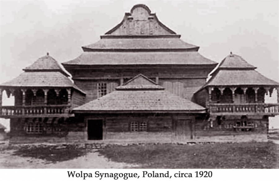 An old postcard showing the temple that used to stand in Wolpa, a town in what's now Belarus. An old postcard showing the temple that used to stand in Wolpa, a town in what's now Belarus.