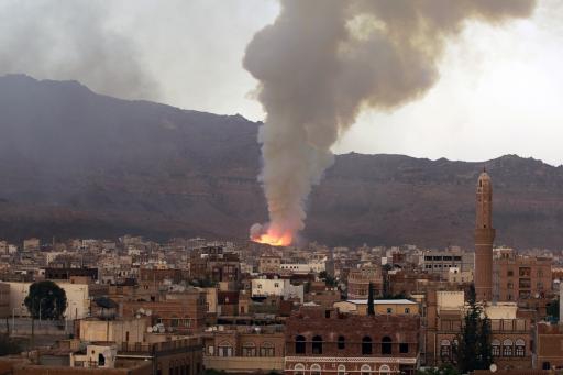 Smoke billows after an air-strike by Saudi-led coalition on May 11, 2015 in Sanaa. Smoke billows after an air-strike by Saudi-led coalition on May 11, 2015 in Sanaa.