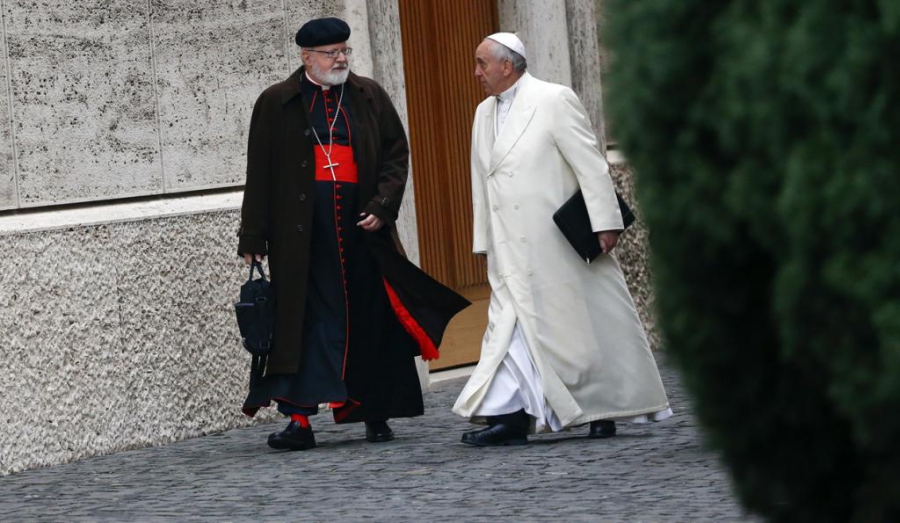 Pope Francis talks with Cardinal Sean Patrick O'Malley as they arrive at the Vatican on Feb. 13, 2015. Pope Francis talks with Cardinal Sean Patrick O'Malley as they arrive at the Vatican on Feb. 13, 2015.