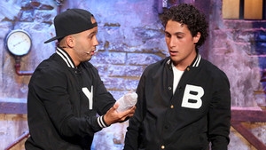 Younes and Bambi on stage. Younes and Bambi on stage.