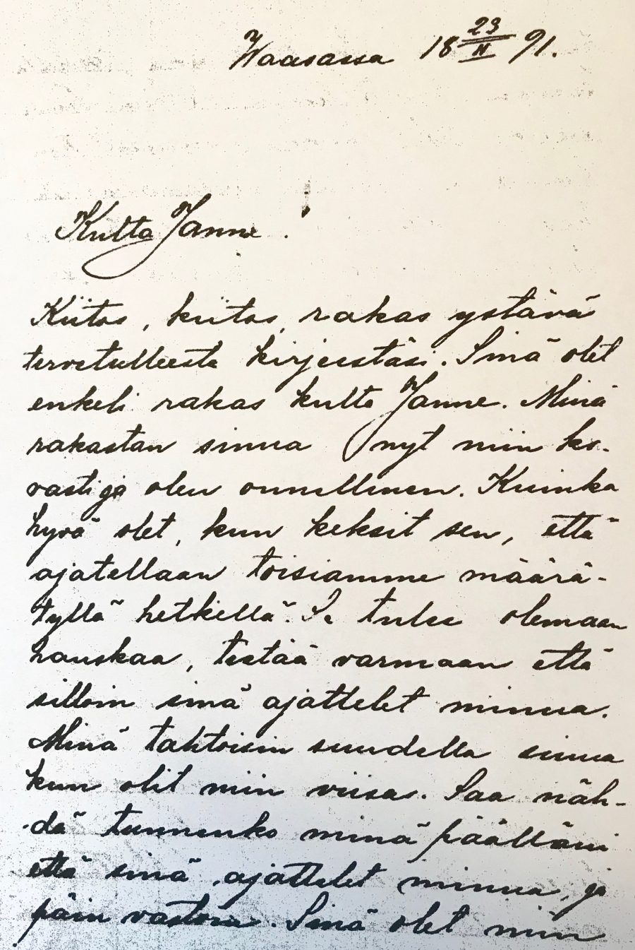 A letter from Aino to Jean Sibelius. A letter from Aino to Jean Sibelius.
