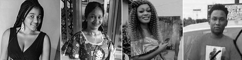 Djenabou Bah, 19 (from left); Safourata "Sofia" Sow, 28; Kaissa Camara, 20; Amadou Bah, 22. Djenabou Bah, 19 (from left); Safourata "Sofia" Sow, 28; Kaissa Camara, 20; Amadou Bah, 22.