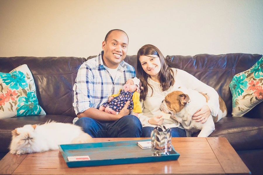 Teacher Shawn Sheehan poses with his wife and daughter. Teacher Shawn Sheehan poses with his wife and daughter.
