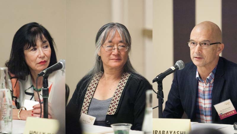 Karen Korematsu (left), Holly Yasui (middle), and Jay Hirabayashi on a panel in 2013 at the Japanese American National Museum's national conference. Karen Korematsu (left), Holly Yasui (middle), and Jay Hirabayashi on a panel in 2013 at the Japanese American National Museum's national conference.