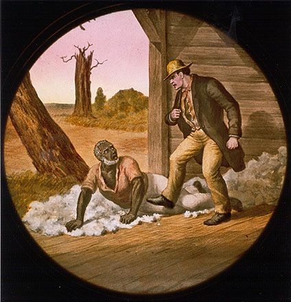 Legree threatens Tom as he is about to order Tom's fatal beating, depicted in this scene on a colored glass lantern plate. Magic lantern shows — where images were projected from glass slides in a theater — became increasingly popular to share Uncle Tom's Legree threatens Tom as he is about to order Tom's fatal beating, depicted in this scene on a colored glass lantern plate. Magic lantern shows — where images were projected from glass slides in a theater — became increasingly popular to share Uncle Tom's