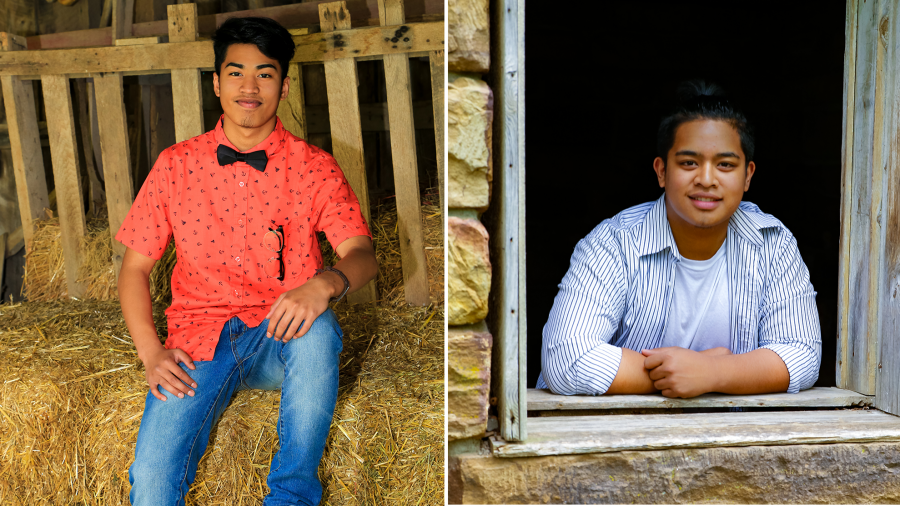Posed photos of two young men