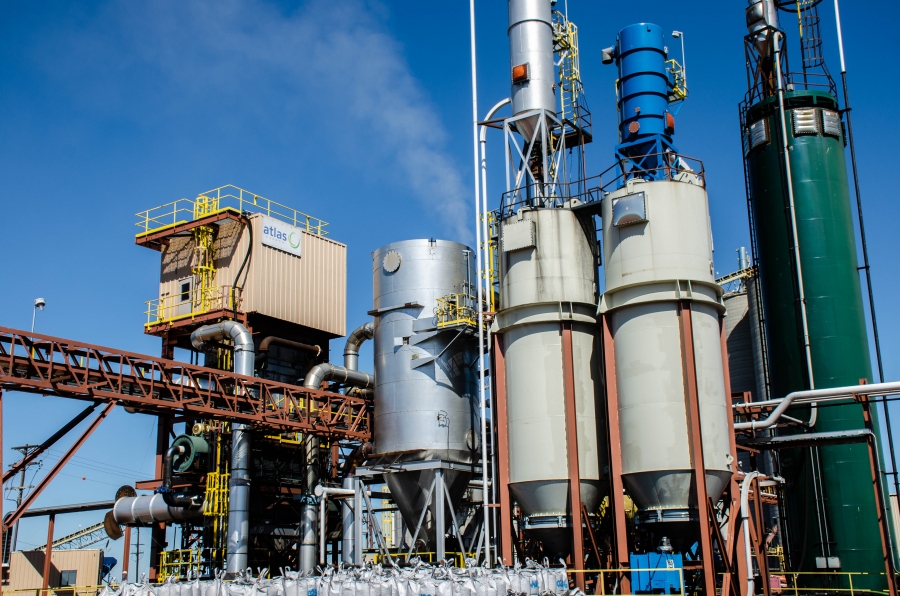 The company Atlas Carbon converts coal into “activated carbon,” small porous pebbles that act as a sponge to remove harmful elements from the air or water. The company Atlas Carbon converts coal into “activated carbon,” small porous pebbles that act as a sponge to remove harmful elements from the air or water.