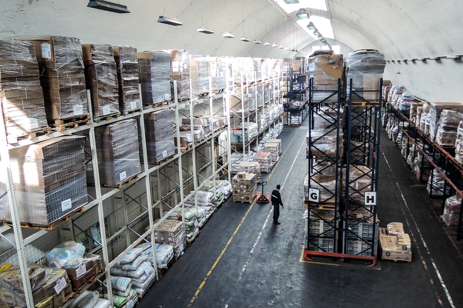 food on shelves at a food bank in buenos aires, argentina