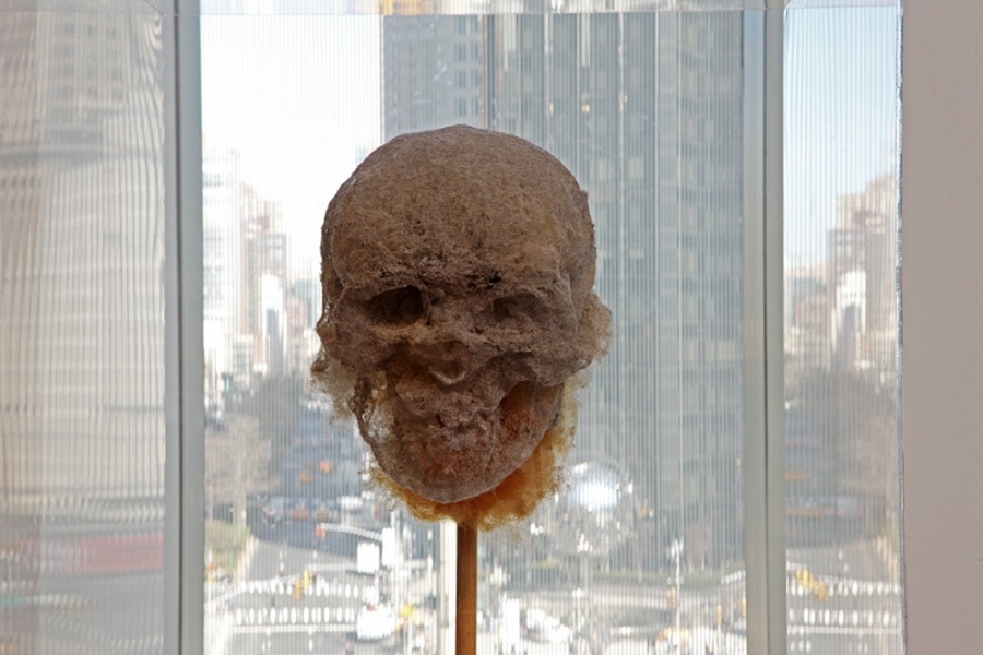 “Death Duster,” 2011, by Paul Hazelton. Synthetic fiber duster, household dust, fixative. “Death Duster,” 2011, by Paul Hazelton. Synthetic fiber duster, household dust, fixative.