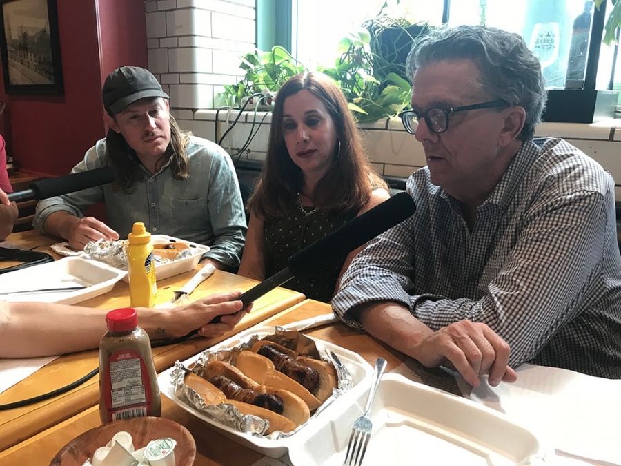 Kurt Andersen speaks with Laura DeMarco and John Riepenhoff inside the West Side Market Cafe. Kurt Andersen speaks with Laura DeMarco and John Riepenhoff inside the West Side Market Cafe.
