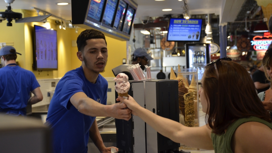Bassetts ice cream counter in Philadelphia’s Reading Terminal Market. Started in 1861, Bassetts is America’s oldest existing ice cream brand. Bassetts ice cream counter in Philadelphia’s Reading Terminal Market. Started in 1861, Bassetts is America’s oldest existing ice cream brand.