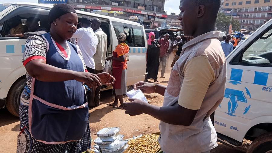 selling grasshoppers for food in Uganda
