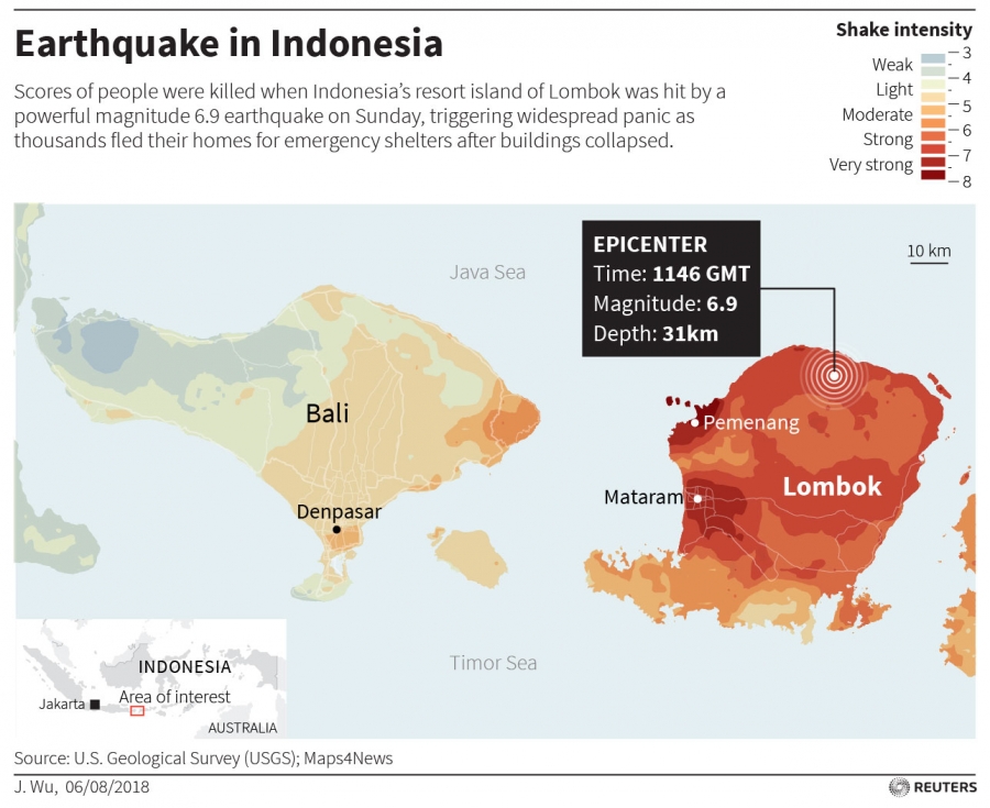 A map of the Lombok earthquake. A map of the Lombok earthquake.