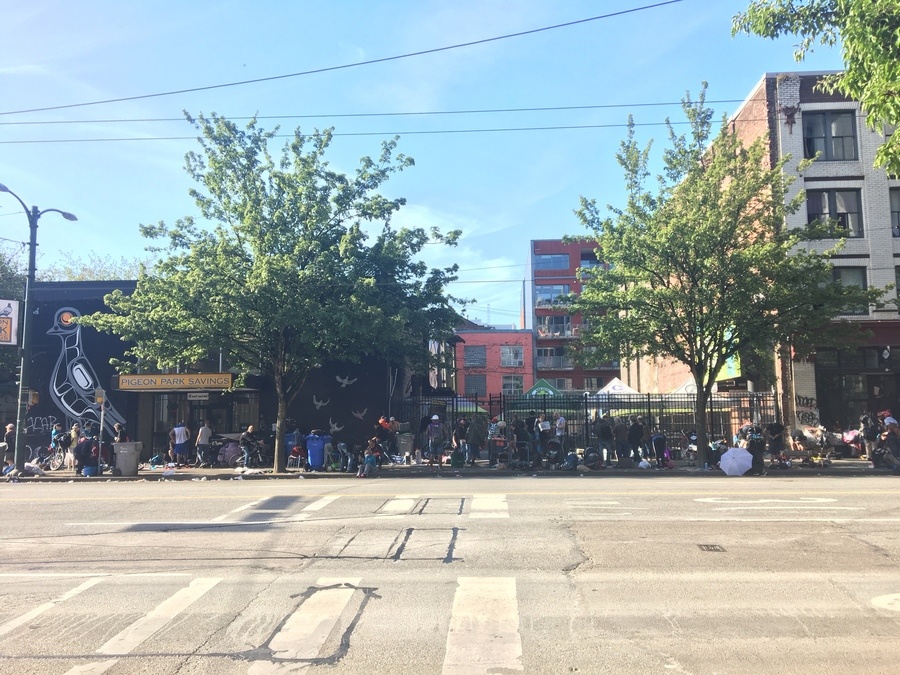 tents set up on a street