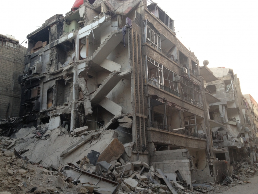 rubble of buildings