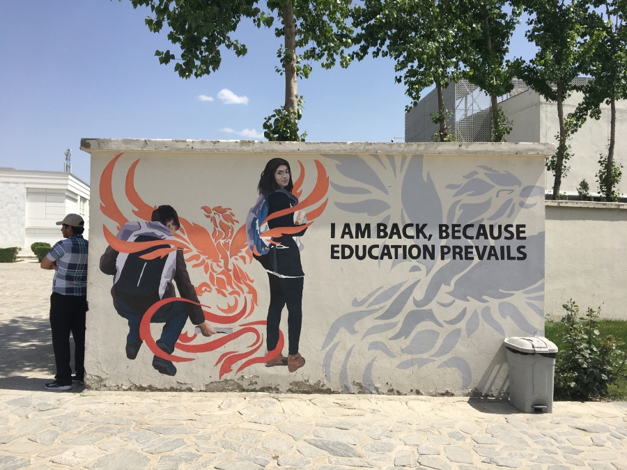 Mural on the campus of the American University of Afghanistan. Mural on the campus of the American University of Afghanistan.