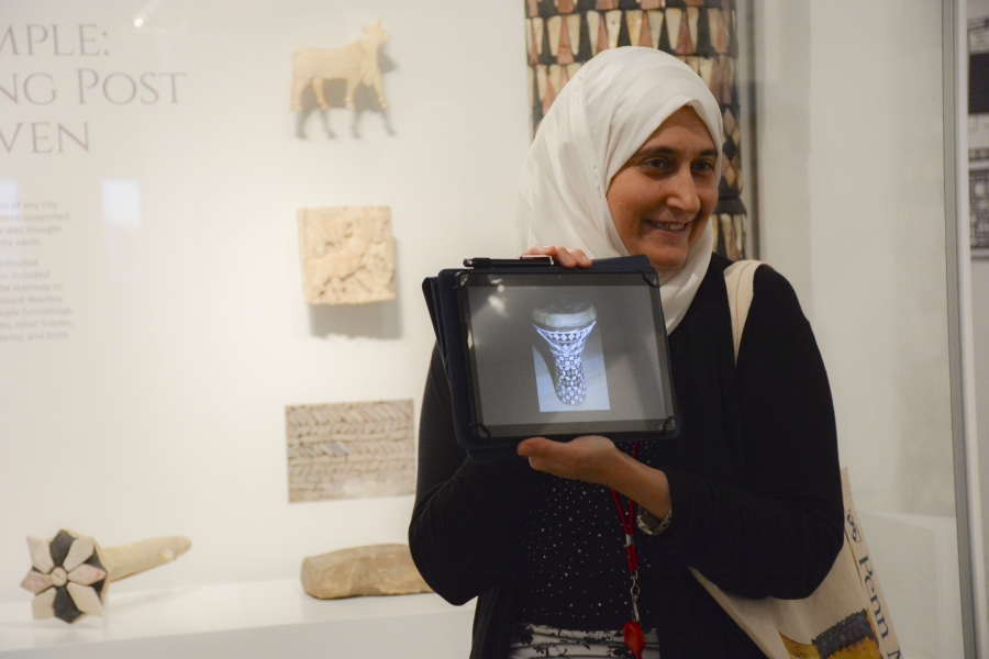 Penn Museum global guide Moumena Saradar came to the US as a Syrian refugee two years ago. Penn Museum global guide Moumena Saradar came to the US as a Syrian refugee two years ago.