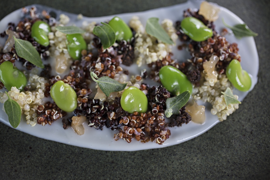 Three colors of quinoa at Gustu restaurant in La Paz, Bolivia. Three colors of quinoa at Gustu restaurant in La Paz, Bolivia.