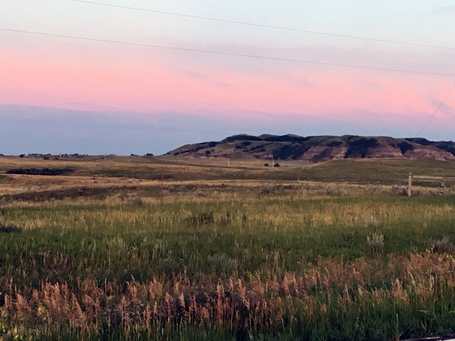 the landscape at dusk near Standing Rock, North Dakota