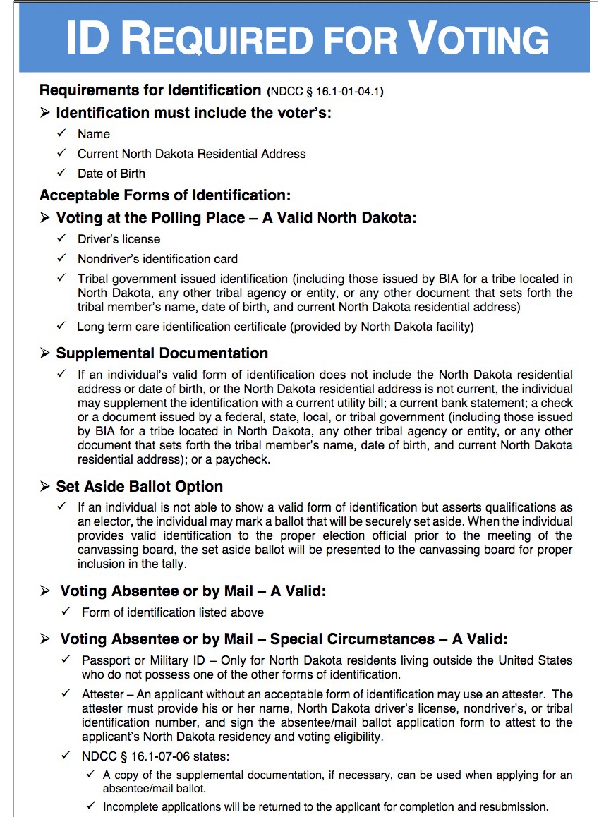 north dakota voter id rules