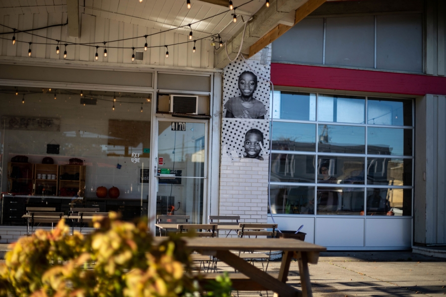The Refuge Coffee Company provides job training to refugees resettled in Clarkston, Georgia. Outside of Refuge Coffee Company's cafe.