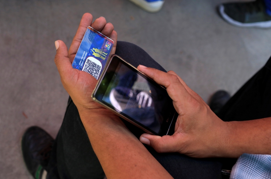 an ID card being scanned