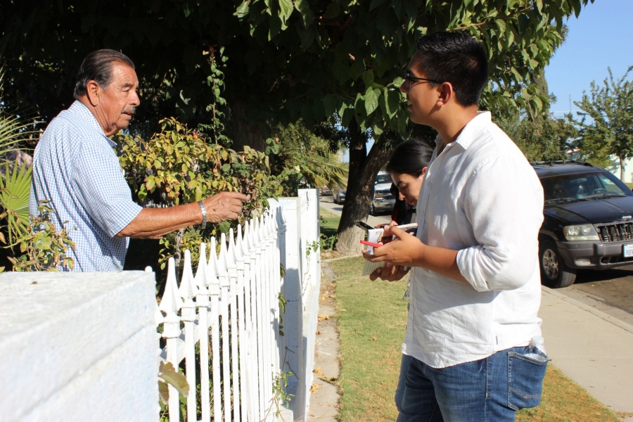 a man campaigns in california