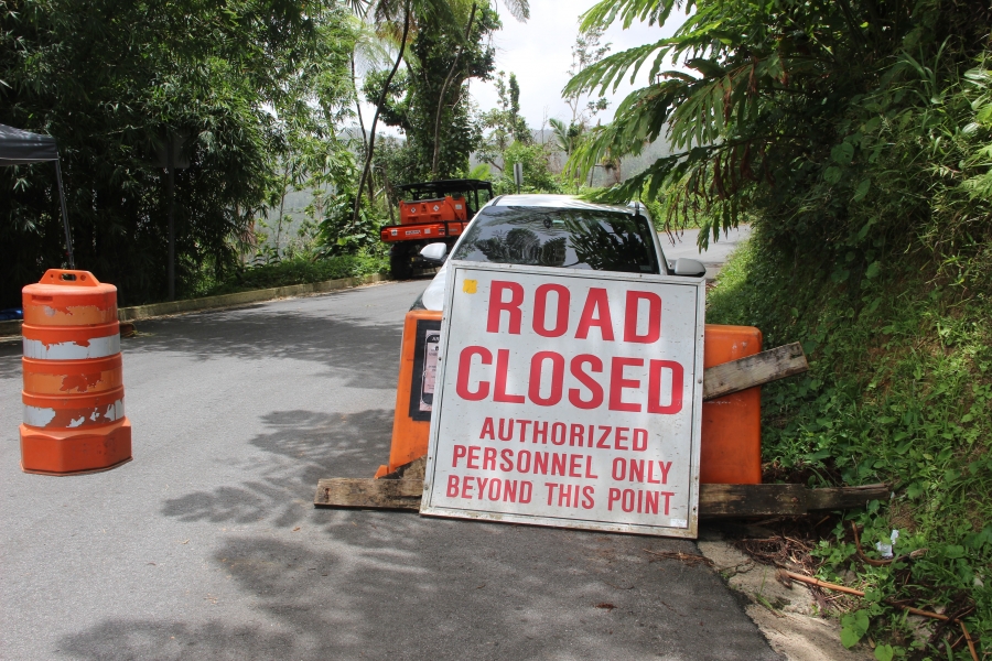 "Road closed" sign