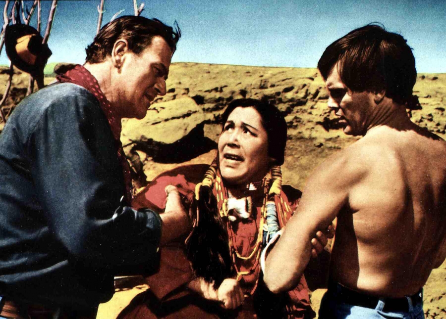 John Wayne, Beulah Archuletta and Jeffrey Hunter in “The Searchers.” John Wayne, Beulah Archuletta and Jeffrey Hunter in “The Searchers.”