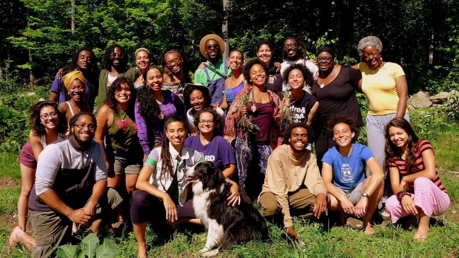 Soul Fire Farm now has a long waiting list for their black and brown farmer training programs. Soul Fire Farm group picture.