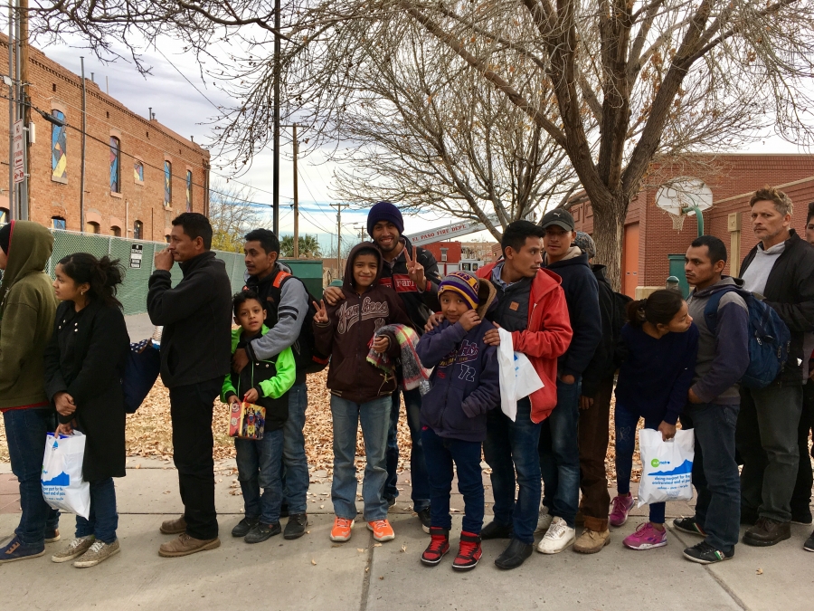 Central American families arrive in downtown El Paso after being processed and released by federal immigration authorities. Central American families arrive in downtown El Paso after being processed and released by federal immigration authorities.
