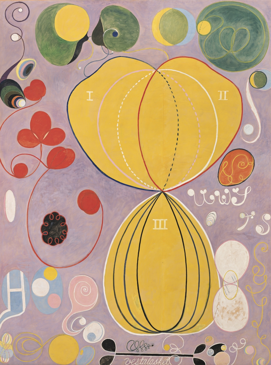 Hilma af Klint, “Group IV, The Ten Largest, No. 7, Adulthood (Grupp IV, De tio största, nr 7, Mannaåldern),” 1907 from untitled series. Hilma af Klint, “Group IV, The Ten Largest, No. 7, Adulthood (Grupp IV, De tio största, nr 7, Mannaåldern),” 1907 from untitled series.