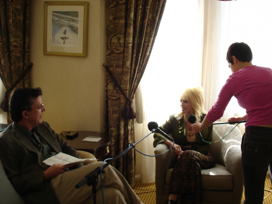 Kurt Andersen, Dolly Parton and producer Leital Molad. Kurt Andersen, Dolly Parton and producer Leital Molad.
