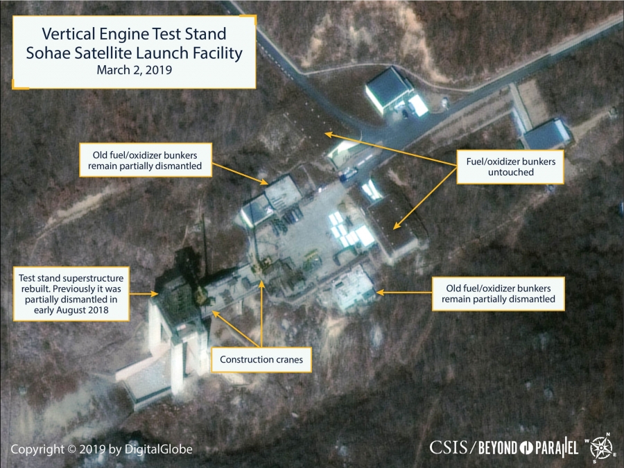 The Sohae Satellite Launching Station A satellite image of the site where the Sohae Satellite Launching Station buildings are located.