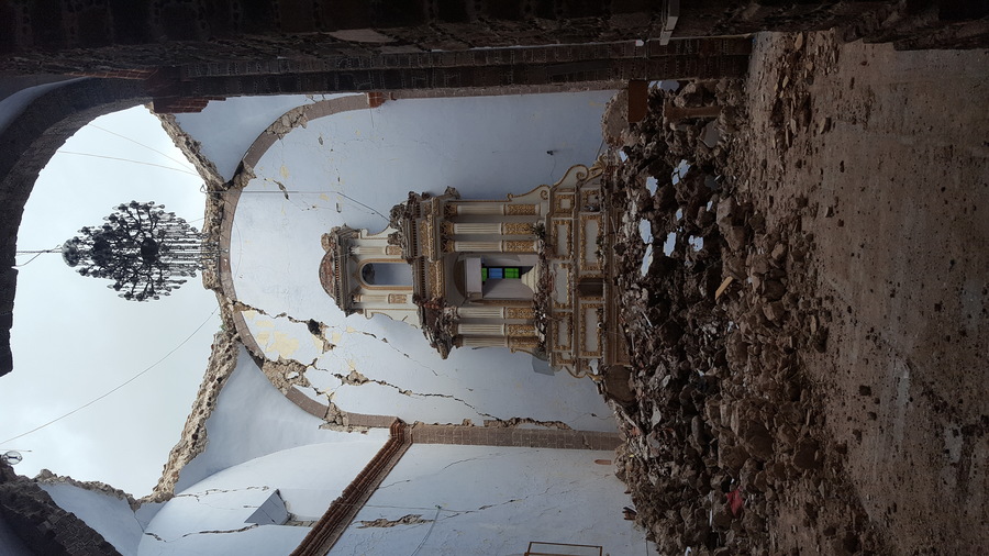 A view inside the ruined chapel of the Ex-Convent of San Guillermo Abad, in Totolapan,