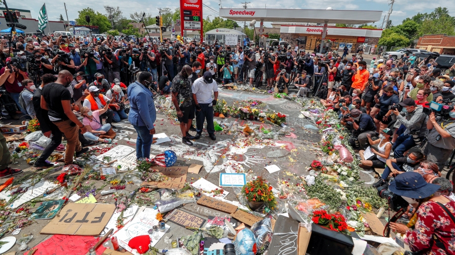 Terrence Floyd visits the site near where his brother George was taken in Minneapolis police custody and later died, in Minneapolis, June 1, 2020. Terrence Floyd visits the site near where his brother George was taken in Minneapolis police custody and later died, in Minneapolis, June 1, 2020.