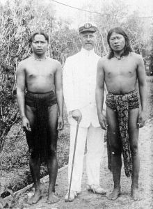 On right, a photo of my great-grandfather, Jan Jongejans, in Indonesia with two local Dayak men. On right, a photo of my great-grandfather, Jan Jongejans, in Indonesia with two local Dayak men.