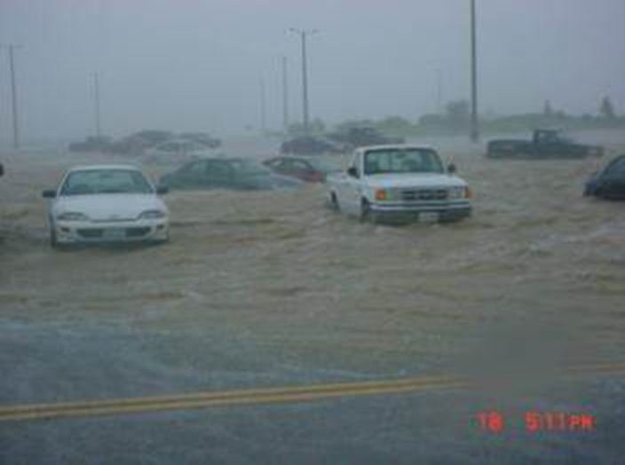 Flooded parking lot Flooded parking lot
