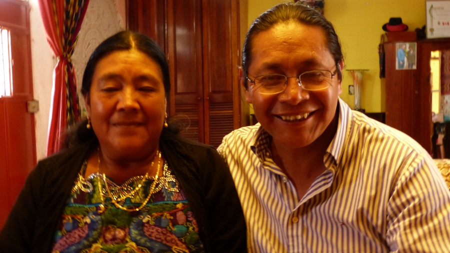 Julio Cochoy persuaded Doña Margarita Aju Barreno (l) and other victims of Guatemala's civil war to collect their stories in book by telling them about Anne Frank. Julio Cochoy persuaded Doña Margarita Aju Barreno (l) and other victims of Guatemala's civil war to collect their stories in book by telling them about Anne Frank.