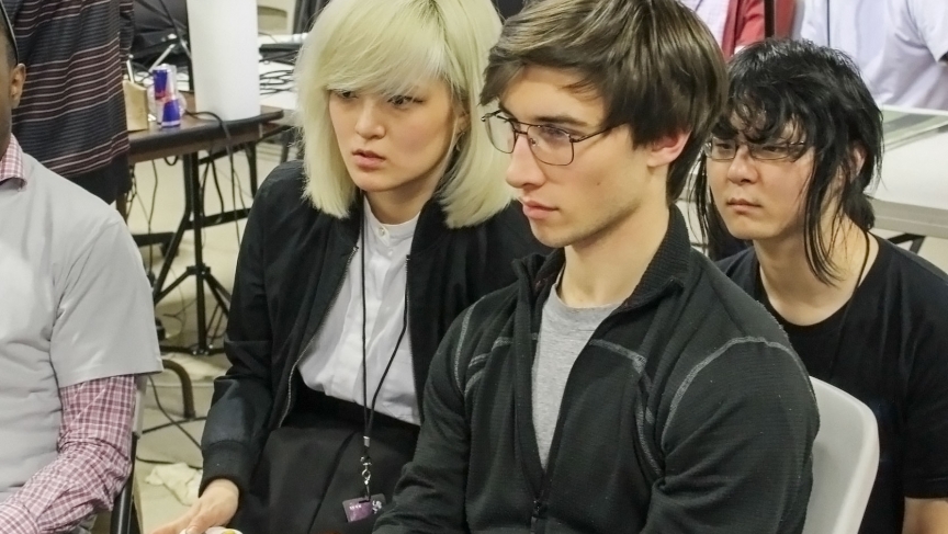 Milktea playing "friendlies" (non-tournament matches) at Revival of Melee, a tournament held in Nanuet, New York in March 2014.