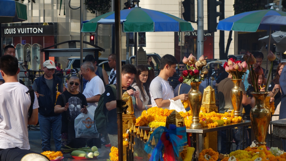 Erawan Shrine in central Bangkok, where a bomb went off in August 2015, killing 20 people and injuring 120.