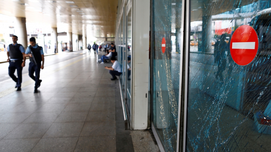 Police officers patrol at Turkey's largest airport, Istanbul Ataturk, following yesterday's blast, June 29, 2016. Police officers patrol at Turkey's largest airport, Istanbul Ataturk, following yesterday's blast, June 29, 2016.