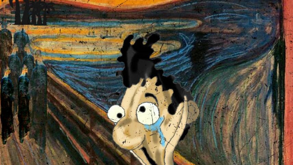 Eaten Fish does his own take on Edvard Munch's The Scream, setting it in his home for the last four years, the Manus Island detention camp in Papua New Guinea. A cartoon by Eaten Fish that is a rework of Edvard Munch's famous painting, The Scream. Eaten Fish is shown screaming and the backdrop is the Manus Island detention camp in Papua New Guinea.