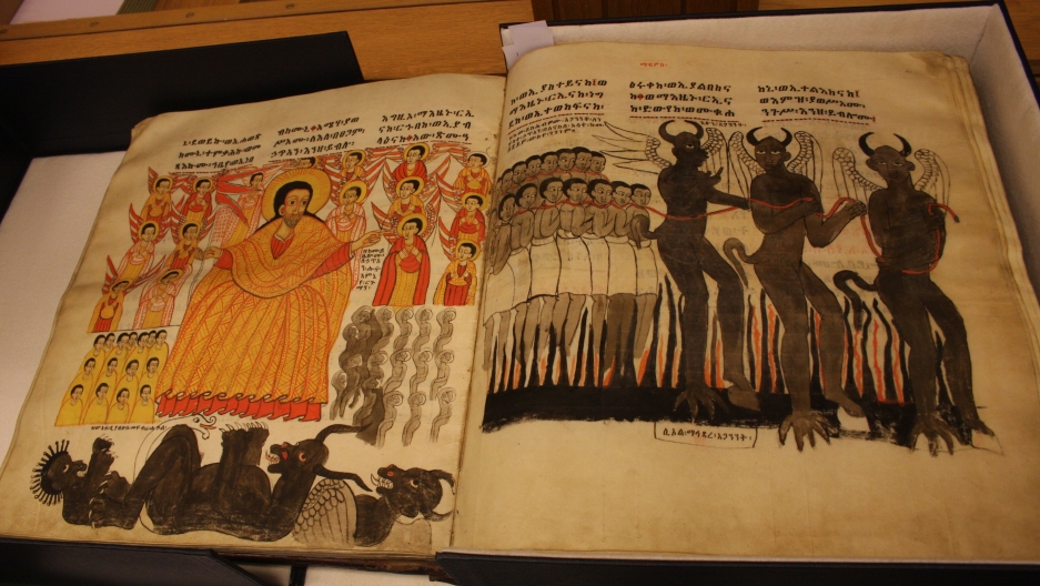 An open book of the Maqdala manuscripts.