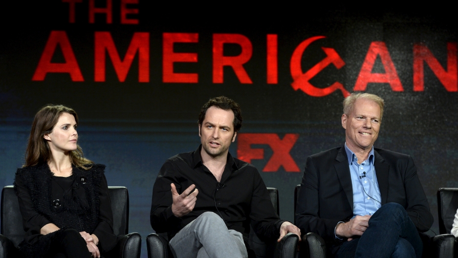 Keri Russell, left, Matthew Rhys, center, and Noah Emmerich